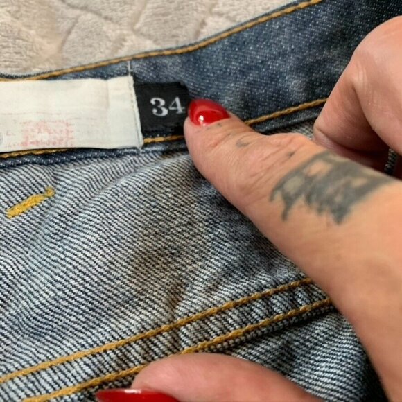 Free World Mens 34x30 Denim Jeans Blue Relaxed Straight Medium Wash 100% Cotton - Picture 6 of 14